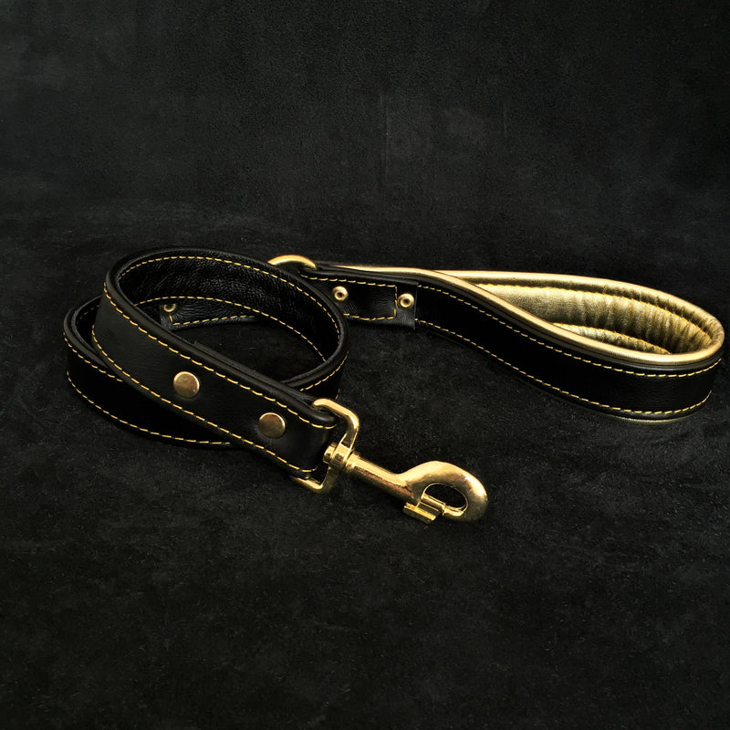Soft leather brass plated leash