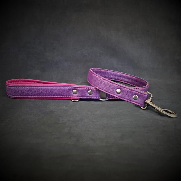 Purple soft leather dog leash