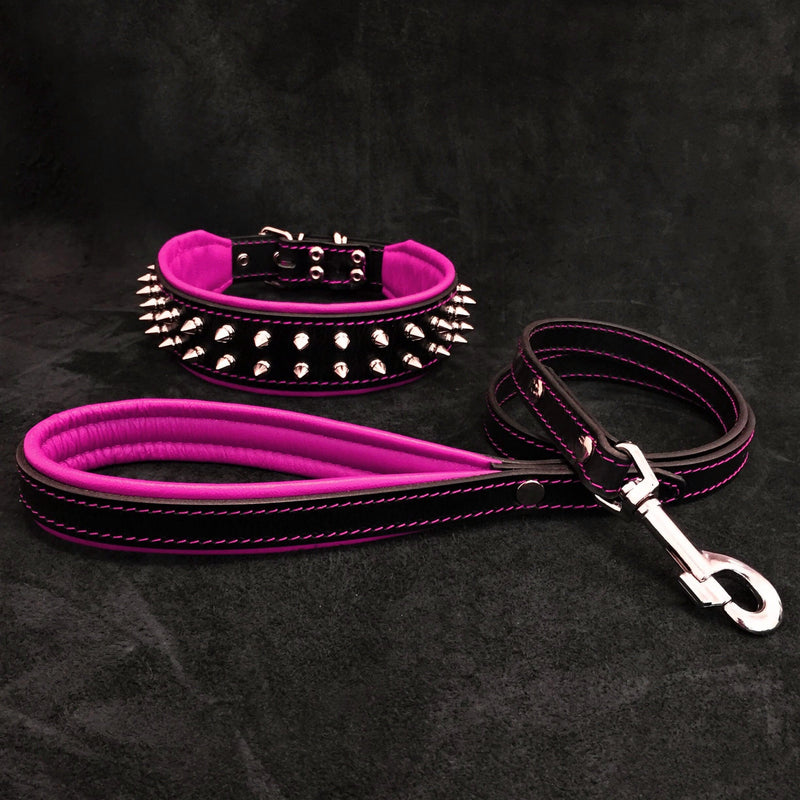 "Frenchie" Set- collar & leash. Pink