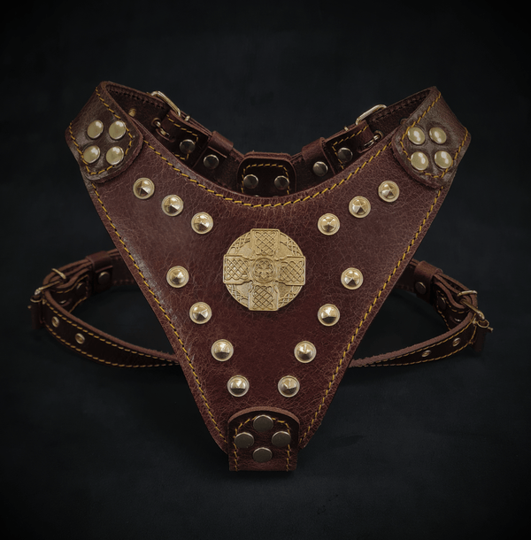The ''Maximus'' harness Brown & Gold Small to Medium Size