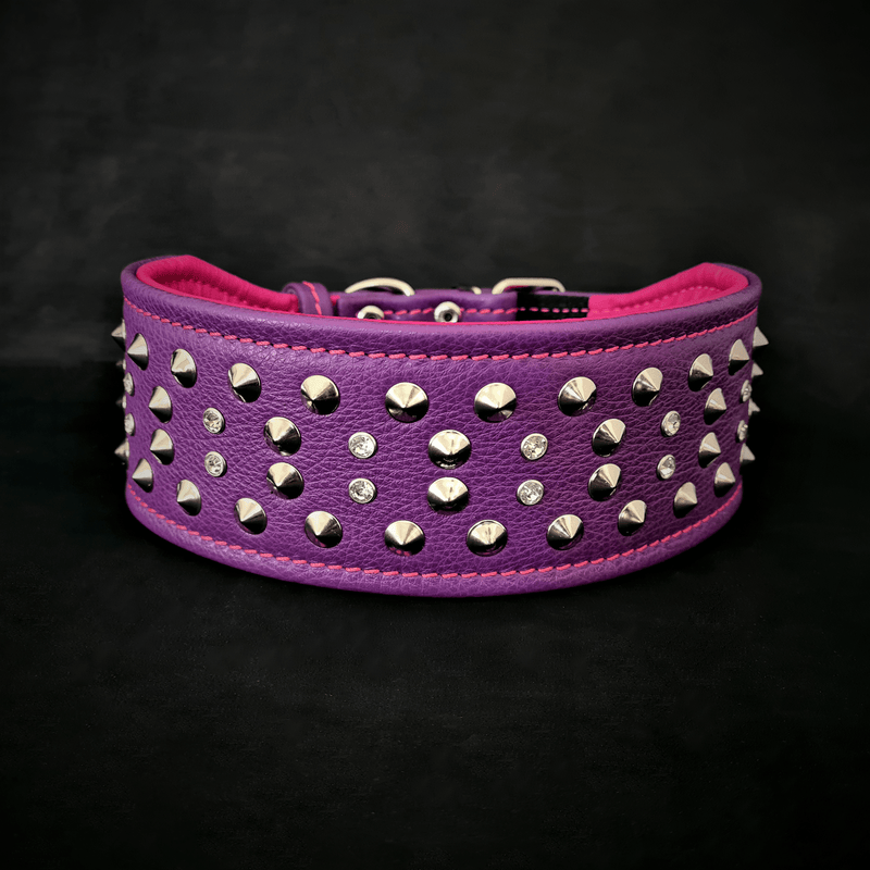 "Crystal" 2.8 inch wide soft leather collar