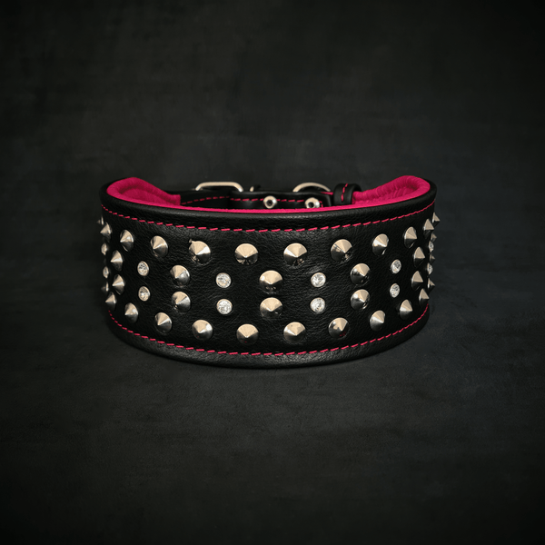 "Crystal" 2.8 inch wide soft leather collar