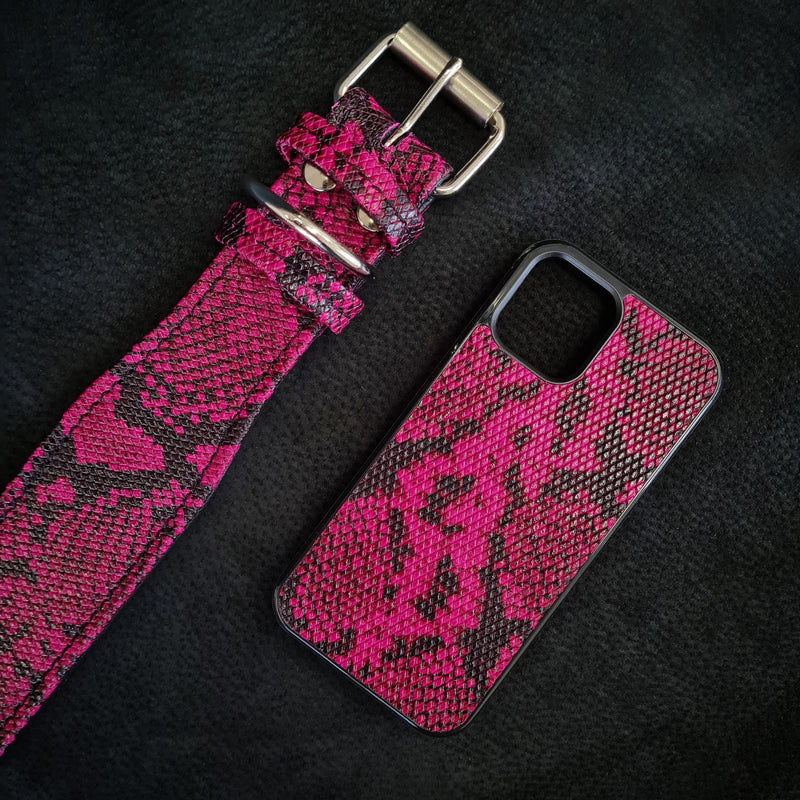 Bestia "Rock Python" Leather Phone Case Pink