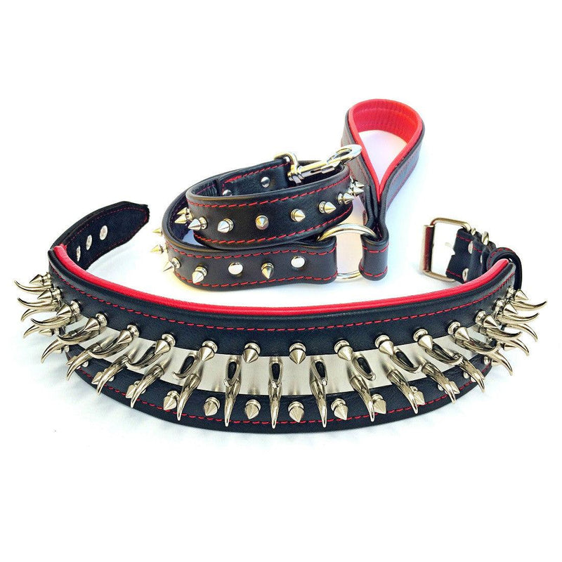 Bestia bid dog spiked and studded dog collar set