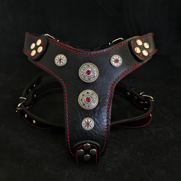 The ''Bijou'' harness Black & Red Small to Medium Size