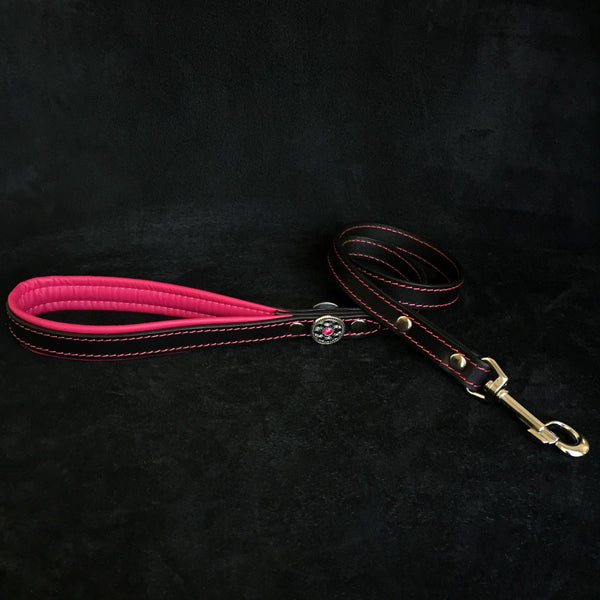 ''Bijou'' leather lead pink