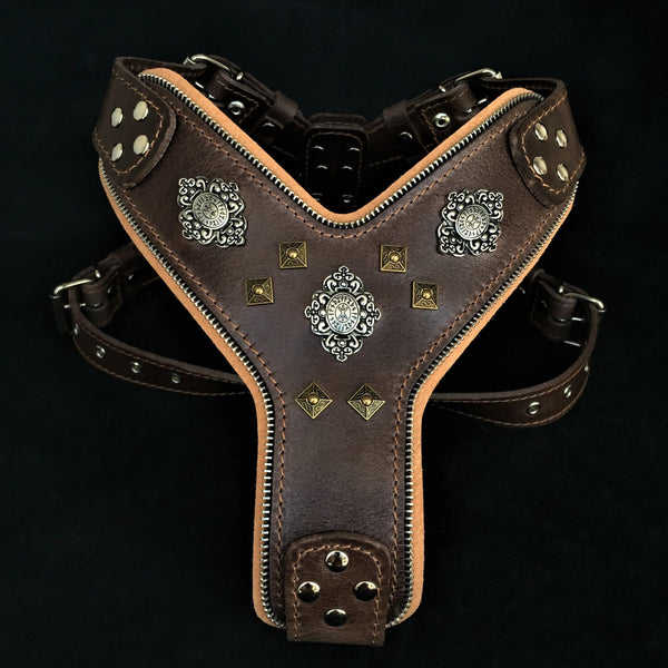 The "Aztec" big dogs harness BROWN