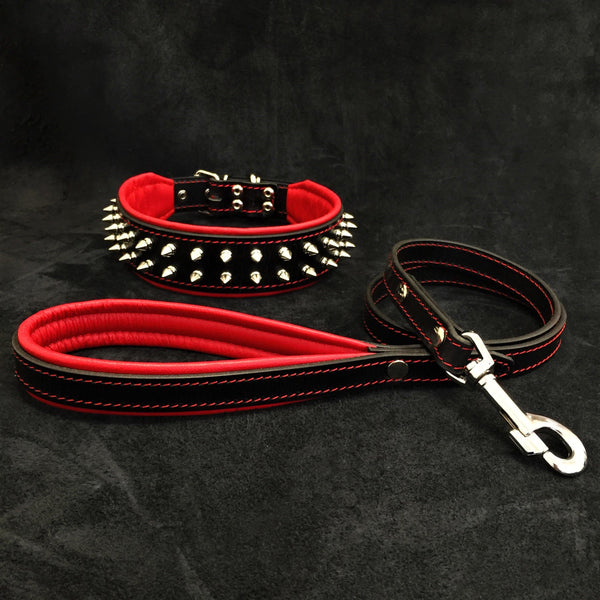 "Frenchie" Set- collar & leash. Red