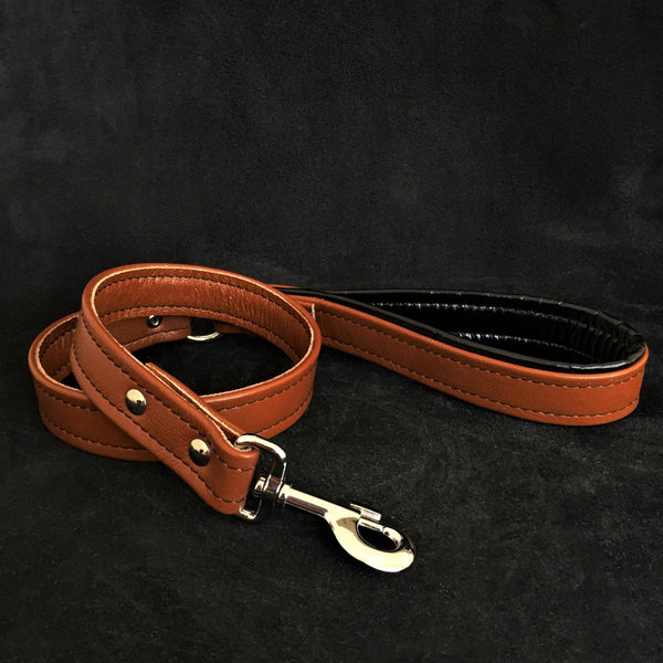 Brown soft leather dog leash