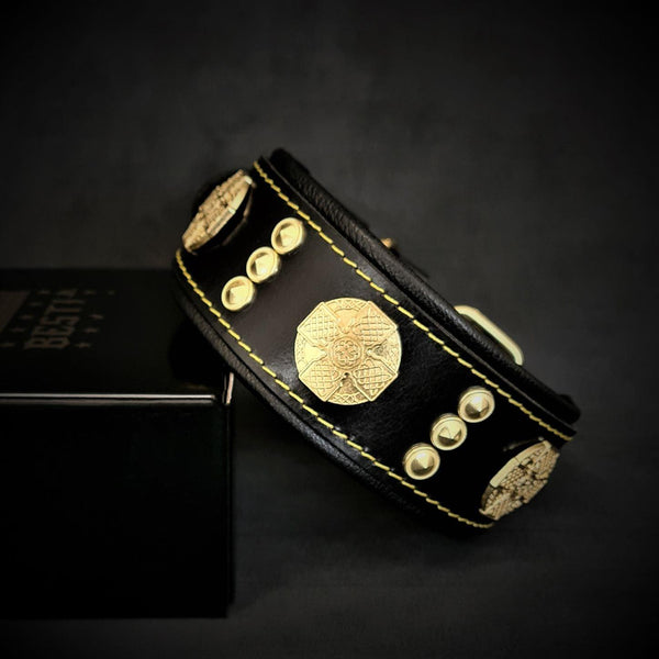 The "Maximus" collar 2 inch wide gold decoration